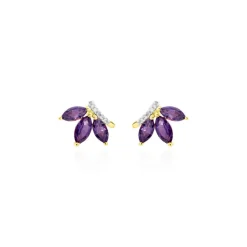 Marc Orian Anniversaire De Mariage|Boucles D'Oreilles Fleur > Boucles D'oreilles Puces Augustina Or Jaune Amethyste Oxyde