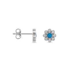 Marc Orian Boucles D'Oreilles Fleur|Boucles D'Oreilles Argent > Boucles D'oreilles Puces Aurel Argent Blanc Turquoise Oxyde