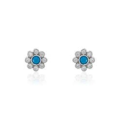 Marc Orian Boucles D'Oreilles Fleur|Boucles D'Oreilles Argent > Boucles D'oreilles Puces Aurel Argent Blanc Turquoise Oxyde