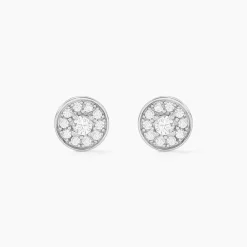 Boucles D'oreilles Puces Auxana Argent Blanc Oxyde De Zirconium