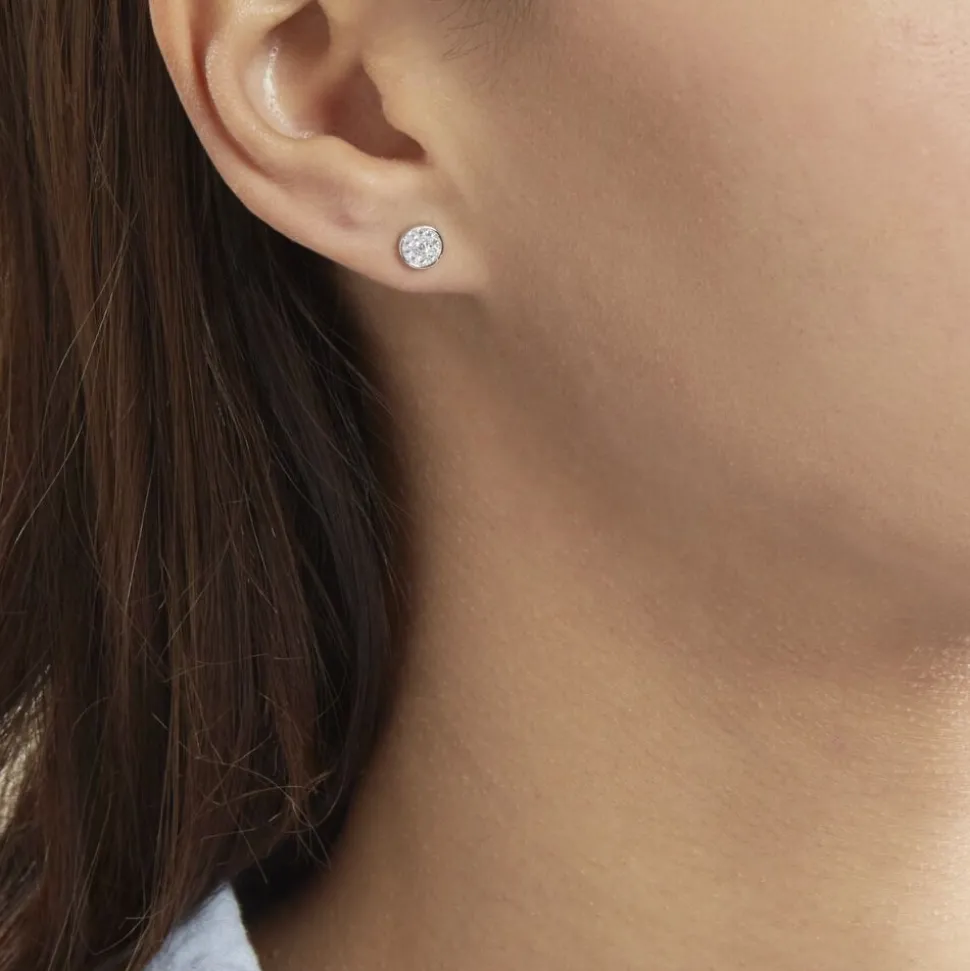 Boucles D'oreilles Puces Auxana Argent Blanc Oxyde De Zirconium