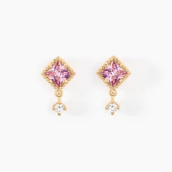 Boucles D'oreilles Puces Azel Plaqué Or Jaune Oxyde De Zirconium