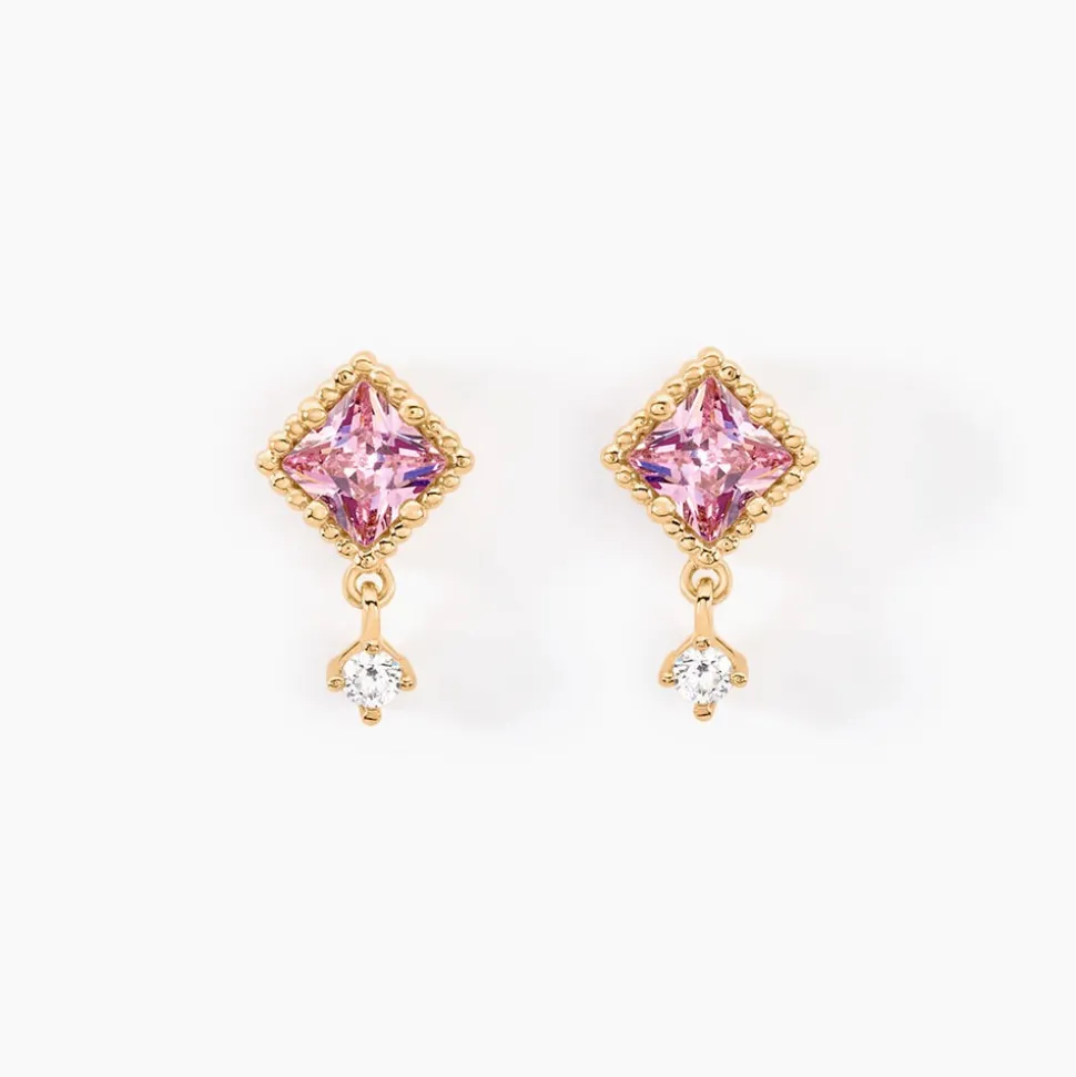 Boucles D'oreilles Puces Azel Plaqué Or Jaune Oxyde De Zirconium