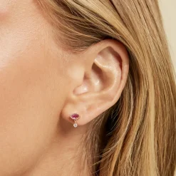 Boucles D'oreilles Puces Azel Plaqué Or Jaune Oxyde De Zirconium