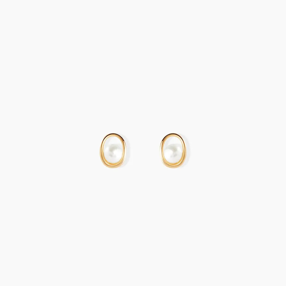 Marc Orian Bijoux Perles|Boucles D'Oreilles Perle > Boucles D'oreilles Puces Bastina Or Jaune Perle De Culture