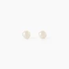 Boucles D'Oreilles Puces Bianca Or Jaune Perle De Culture