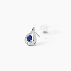 Marc Orian Cadeaux Mariage|Anniversaire De Mariage > Boucles D'oreilles Puces Boucla Or Blanc Saphir Et Diamant