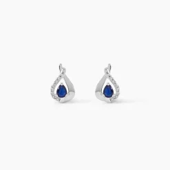 Marc Orian Cadeaux Mariage|Anniversaire De Mariage > Boucles D'oreilles Puces Boucla Or Blanc Saphir Et Diamant