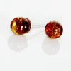 Boucles D'oreilles Puces Brunhild Argent Blanc Ambre