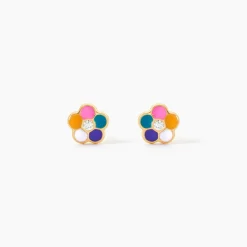 Boucles D'Oreilles Puces Caly Or Jaune Oxyde De Zirconium