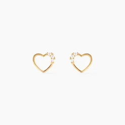 Boucles D'oreilles Puces Camomille Or Jaune Oxyde De Zirconium