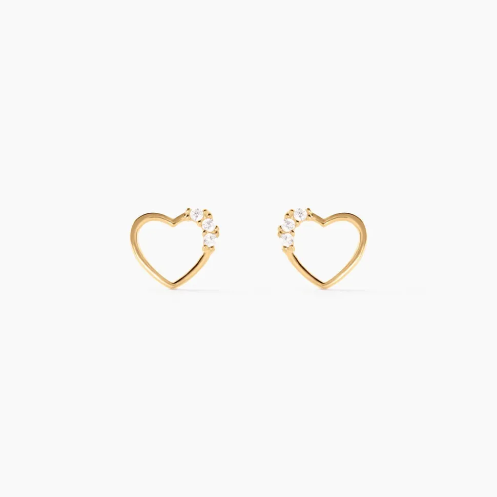Boucles D'oreilles Puces Camomille Or Jaune Oxyde De Zirconium