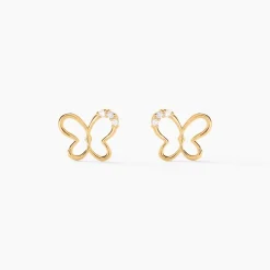 Boucles D'oreilles Puces Camomille Or Jaune Oxyde De Zirconium