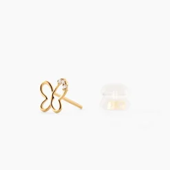 Boucles D'oreilles Puces Camomille Or Jaune Oxyde De Zirconium