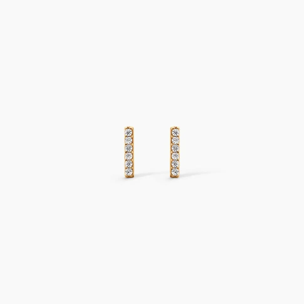 Boucles D'Oreilles Puces Carmelia Plaqué Or Jaune Oxyde De Zirconium