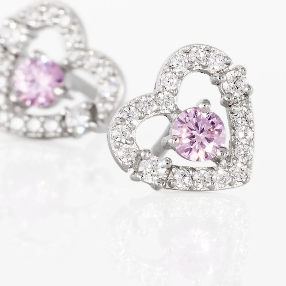 Marc Orian Boucles D'Oreilles Argent|Boucles D'Oreilles Cœur > Boucles D'oreilles Puces Carren Argent Blanc Oxyde De Zirconium