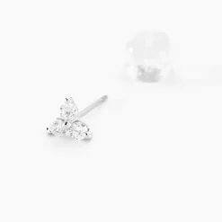 Marc Orian Bijoux Zirconium|Boucles D'Oreilles Fleur > Boucles D'oreilles Puces Cassy Fleur Or Blanc Oxyde De Zirconium