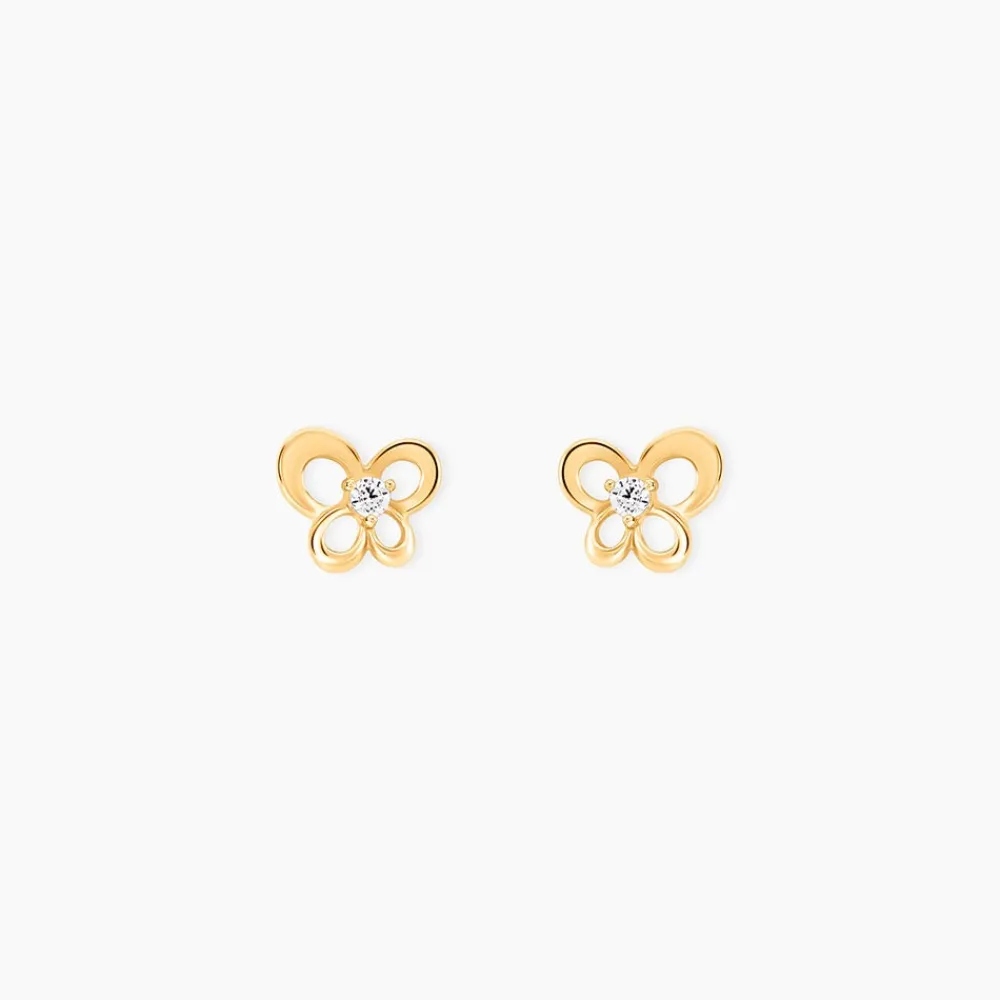 Marc Orian Bijoux Zirconium|Boucles D'Oreilles Fleur > Boucles D'oreilles Puces Cathy Fleur Or Jaune Oxyde De Zirconium