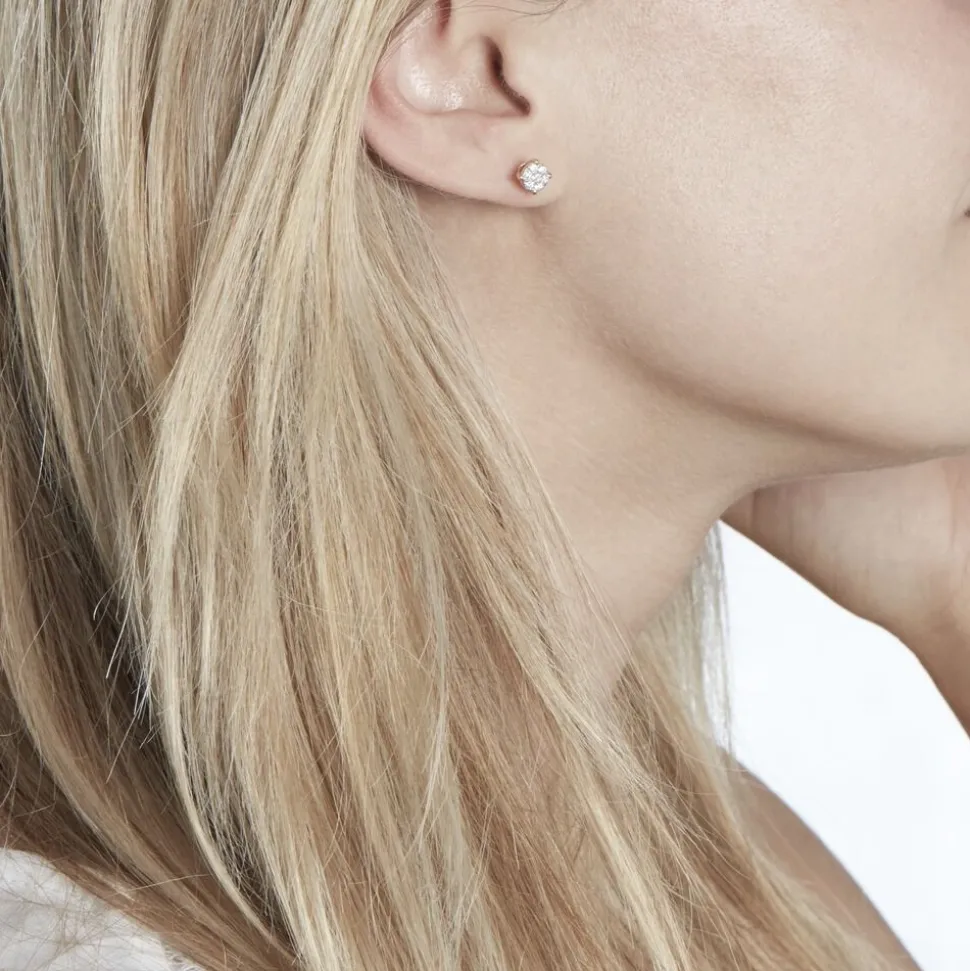 Boucles D'oreilles Puces Charlene Or Jaune Diamant Synthetique