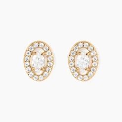 Boucles D'oreilles Puces Classical Plaqué Or Jaune Oxyde De Zirconium