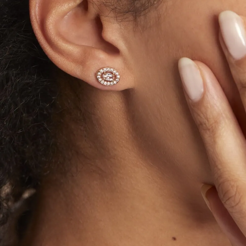 Boucles D'oreilles Puces Classical Plaqué Or Jaune Oxyde De Zirconium