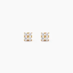 Boucles D'oreilles Puces éclat Perlé Plaqué Or Oxyde De Zirconium