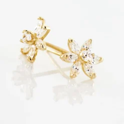Marc Orian Bijoux Zirconium|Boucles D'Oreilles Fleur > Boucles D'oreilles Puces Clea Fleur Or Jaune Oxyde De Zirconium