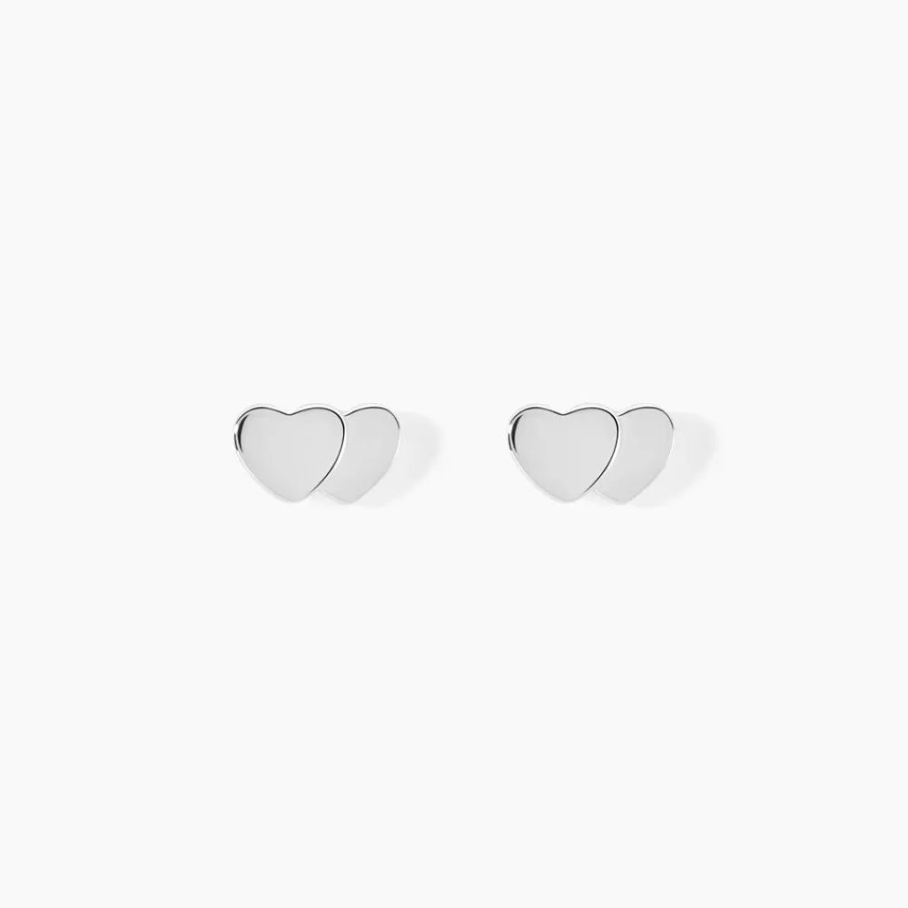 Marc Orian Boucles D'Oreilles Argent|Boucles D'Oreilles Cœur > Boucles D'oreilles Puces Collinette Argent Blanc