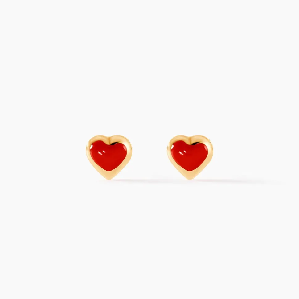 Boucles D'oreilles Puces Coralie Coeur Or Jaune
