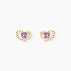 Marc Orian Boucles D'Oreilles Cœur|Boucles D'Oreilles > Boucles D'Oreilles Puces Creighton Or Jaune Améthyste Oxyde De Zirconium