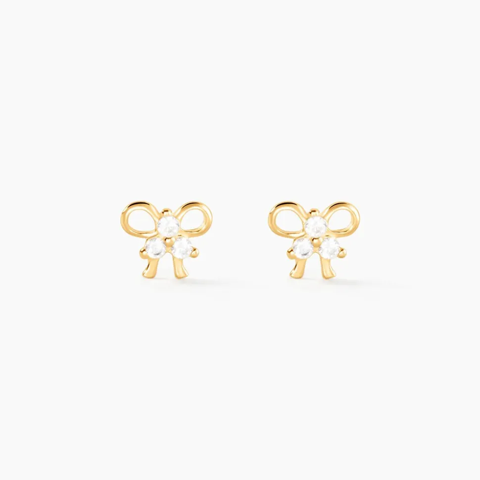 Boucles D'oreilles Puces Darina Noeud Or Jaune Oxyde De Zirconium