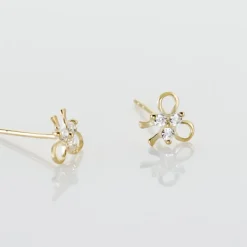 Boucles D'oreilles Puces Darina Noeud Or Jaune Oxyde De Zirconium