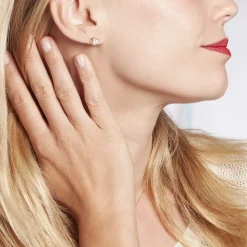 Boucles D'oreilles Puces Daria Coeur Plein Or Jaune Oxyde De Zirconium