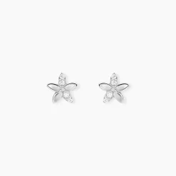 Marc Orian Bijoux Zirconium|Boucles D'Oreilles Fleur > Boucles D'oreilles Puces Darline Argent Blanc Oxyde De Zirconium