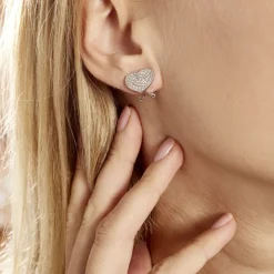 Boucles D'oreilles Puces Darwin Argent Blanc Oxyde