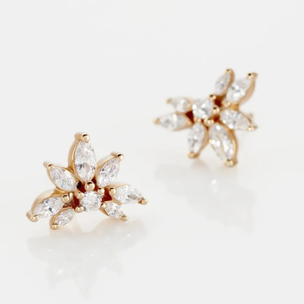 Marc Orian Bijoux Zirconium|Boucles D'Oreilles Fleur > Boucles D'oreilles Puces Davena Argent Rose Oxyde De Zirconium