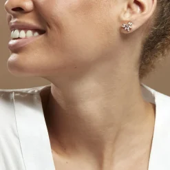 Marc Orian Bijoux Zirconium|Boucles D'Oreilles Fleur > Boucles D'oreilles Puces Davena Argent Rose Oxyde De Zirconium