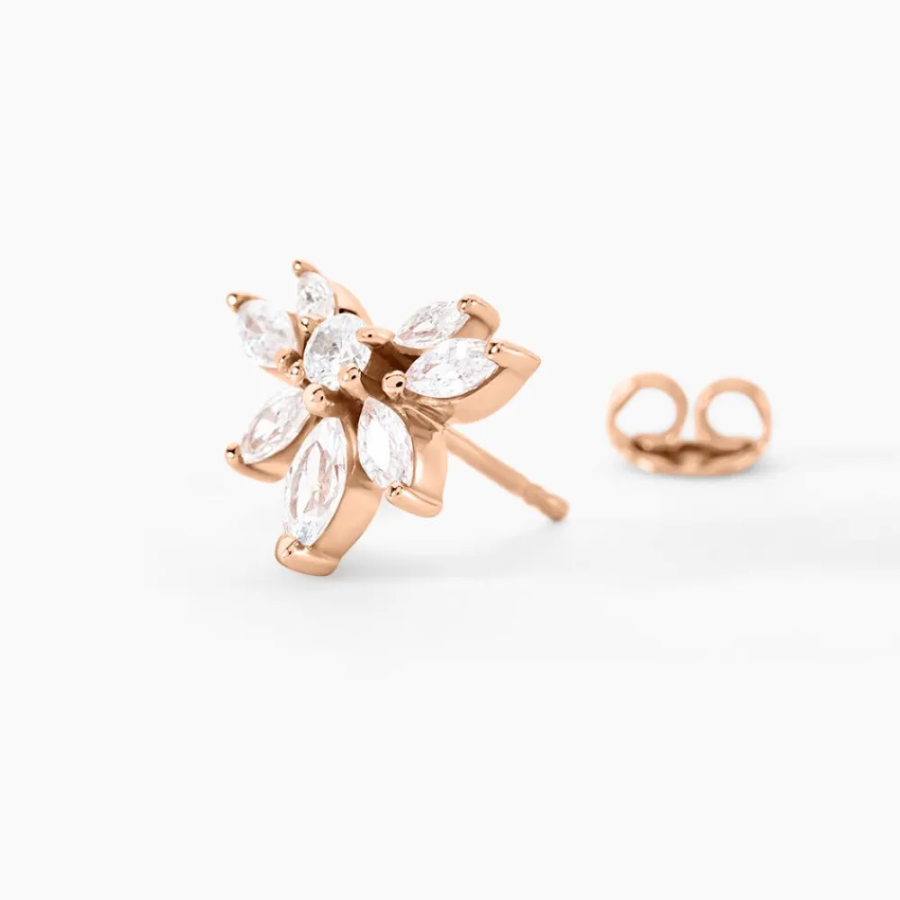 Marc Orian Bijoux Zirconium|Boucles D'Oreilles Fleur > Boucles D'oreilles Puces Davena Argent Rose Oxyde De Zirconium
