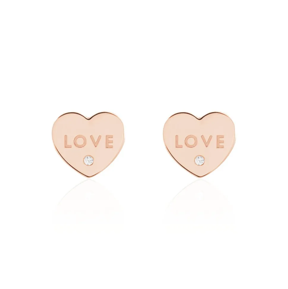 Boucles D'oreilles Puces Deven Argent Rose Oxyde De Zirconium