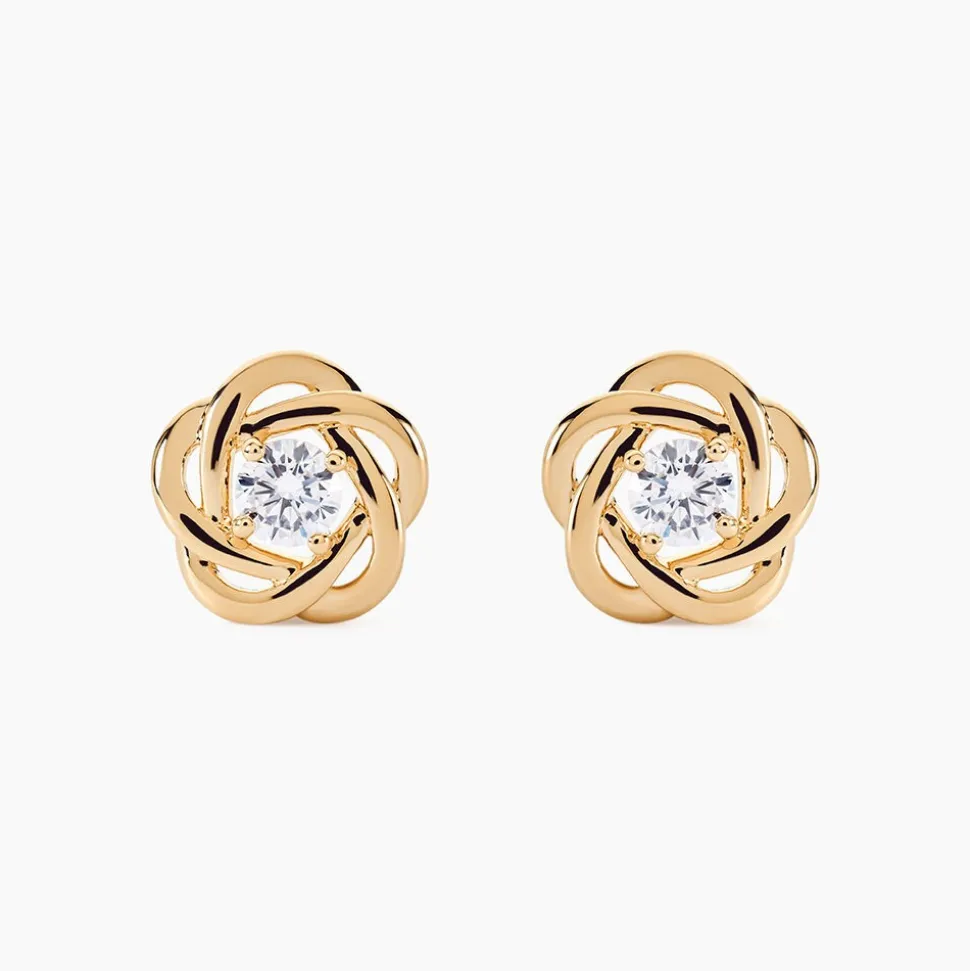 Boucles D'oreilles Puces Djanaelle Plaqué Or Jaune Oxyde De Zirconium
