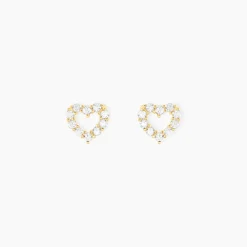 Marc Orian Boucles D'Oreilles Cœur|Boucles D'Oreilles Femme > Boucles D'oreilles Puces Dorcas Coeur Ajoure Or Jaune Oxyde De Zirconium