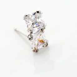 Boucles D'oreilles Puces Doreen Or Blanc Oxyde De Zirconium