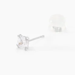 Boucles D'oreilles Puces Doreen Or Blanc Oxyde De Zirconium
