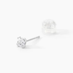 Boucles D'oreilles Puces Doreen Or Blanc Oxyde De Zirconium