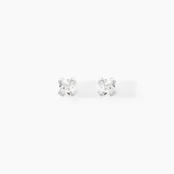 Boucles D'oreilles Puces Doreen Or Blanc Oxyde De Zirconium