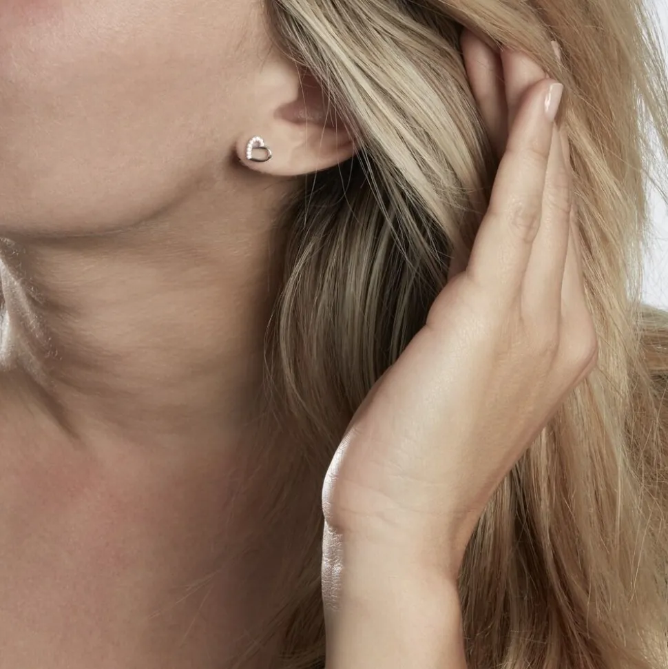 Boucles D'oreilles Puces Dorthea Argent Blanc Oxyde De Zirconium