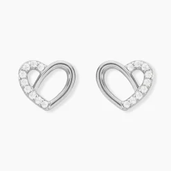 Boucles D'oreilles Puces Dorthea Argent Blanc Oxyde De Zirconium