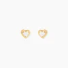 Marc Orian Bijoux Zirconium|Boucles D'Oreilles Cœur > Boucles D'oreilles Puces Dot Coeur Plein Or Jaune Oxyde De Zirconium