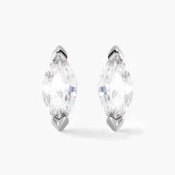 Boucles D'oreilles Puces Eclat D'Aurore Argent Blanc Oxydes De Zirconium