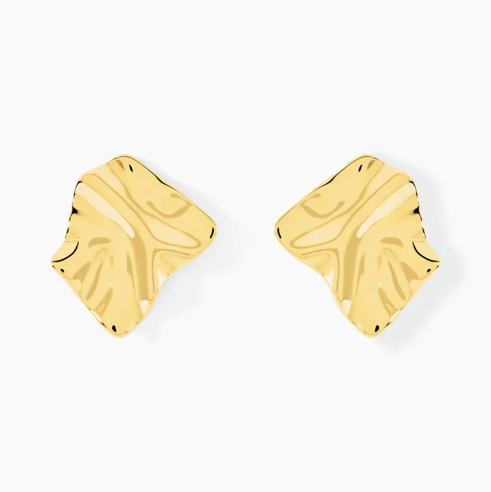 Boucles D'Oreilles Puces Ecorsia Acier Jaune